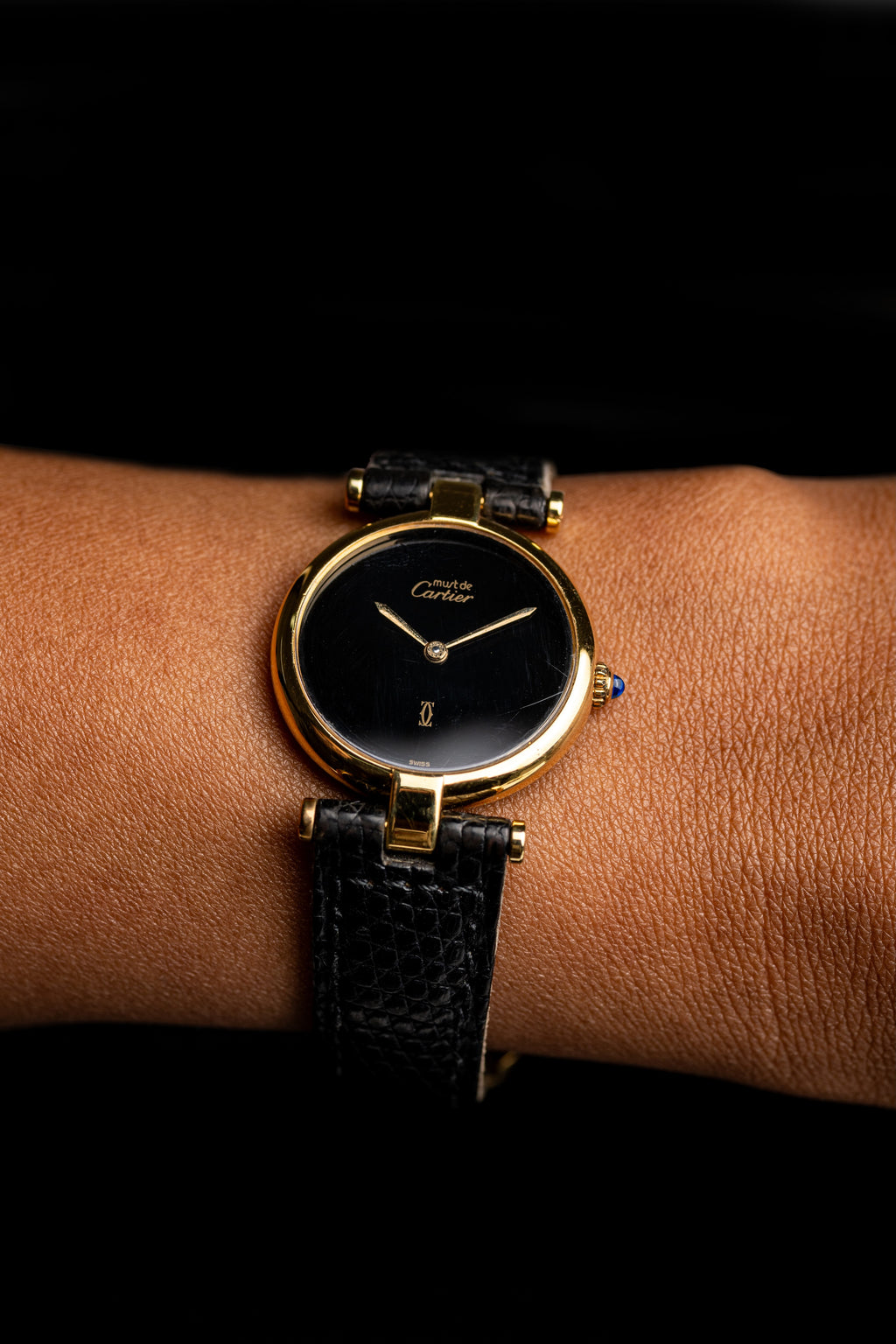 Cartier VLC Vendome Ladies Black - Full set Box & Papers - 1987