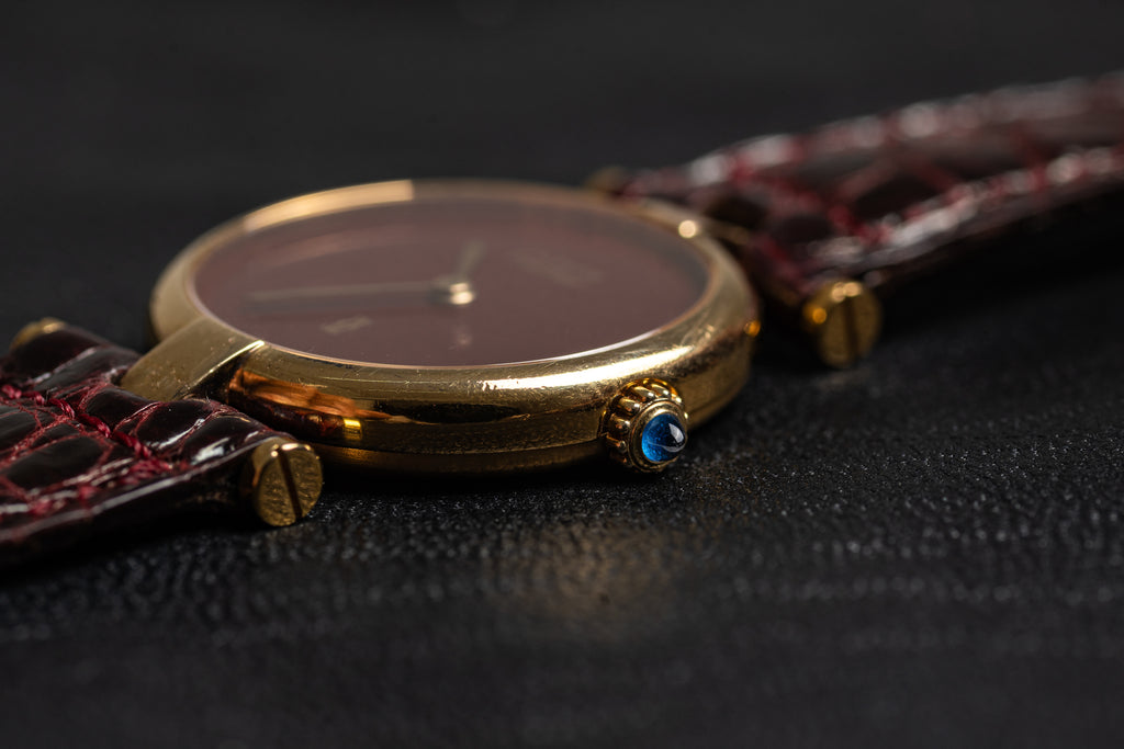 Cartier VLC Vendome Ladies Maroon - Full set Box & Papers 1985