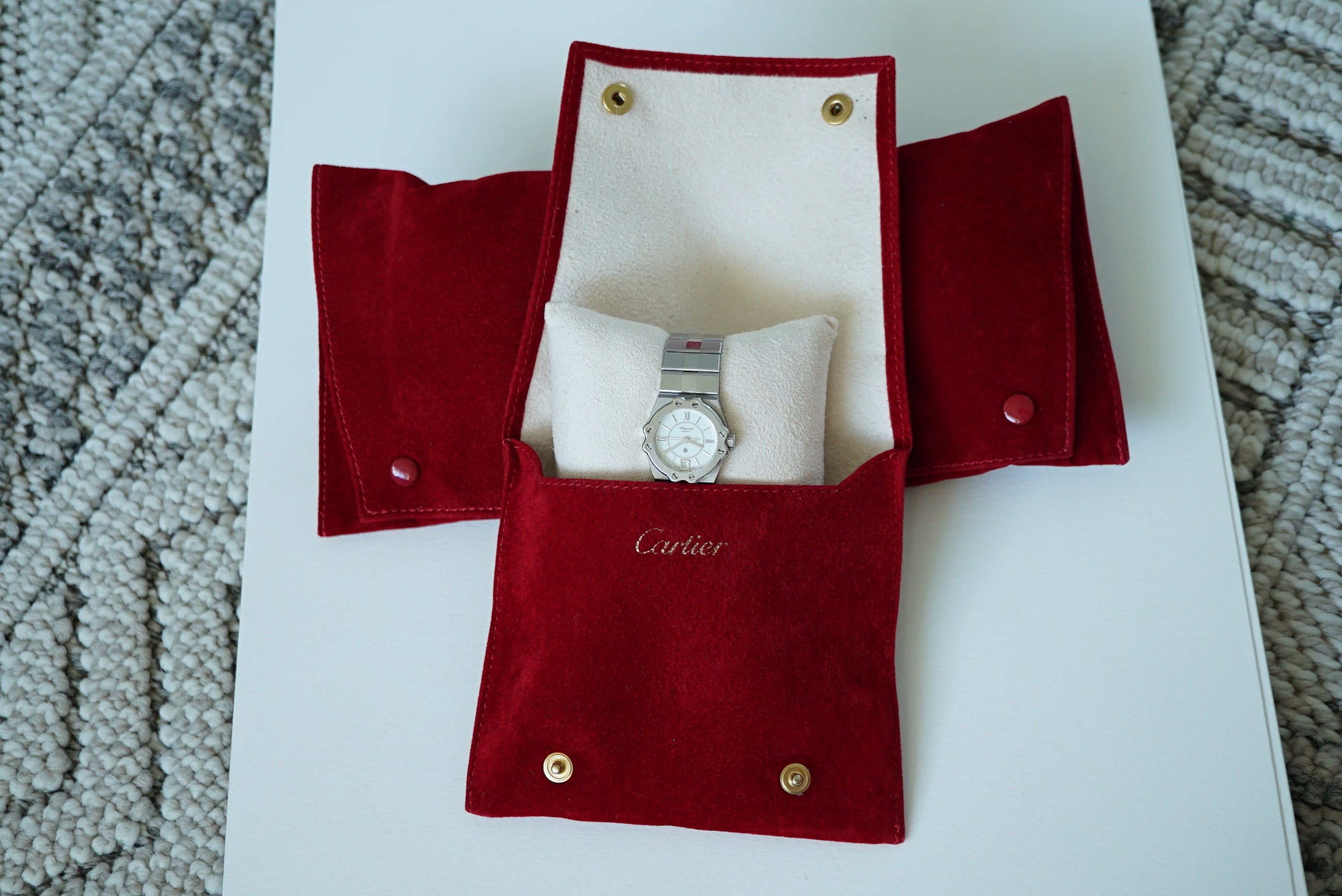 Cartier ケース　ほぼ新品　フランス製 Authentic Cartier Watch Box With Leather Trifold Pouch | eBay