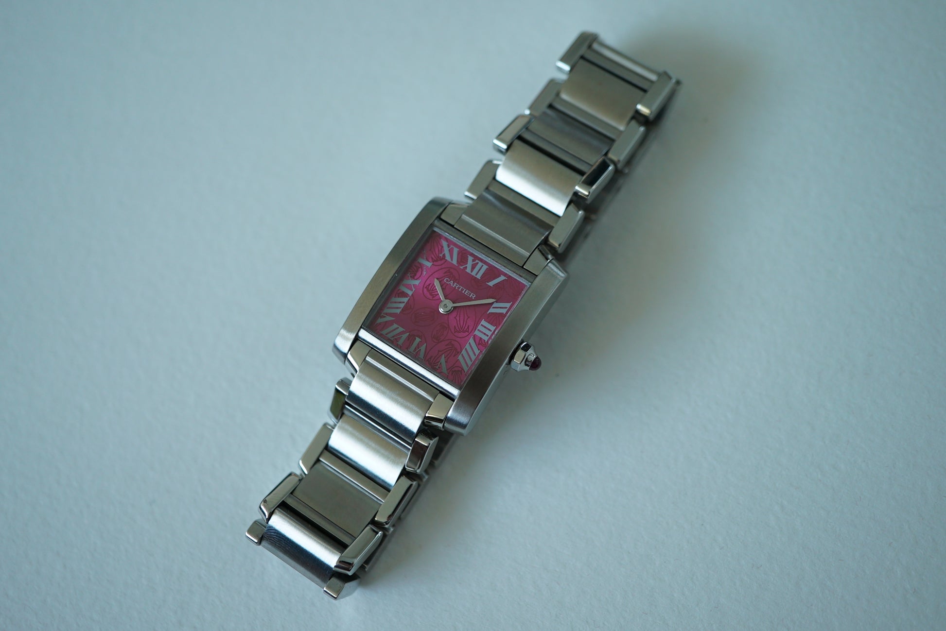 Cartier Tank Francaise Small 2384 Raspberry dial - Rare Christmas 2006 Limited Edition