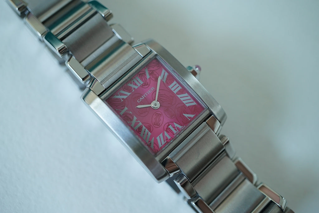 Cartier Tank Francaise Small 2384 Raspberry dial - Rare Christmas 2006 Limited Edition