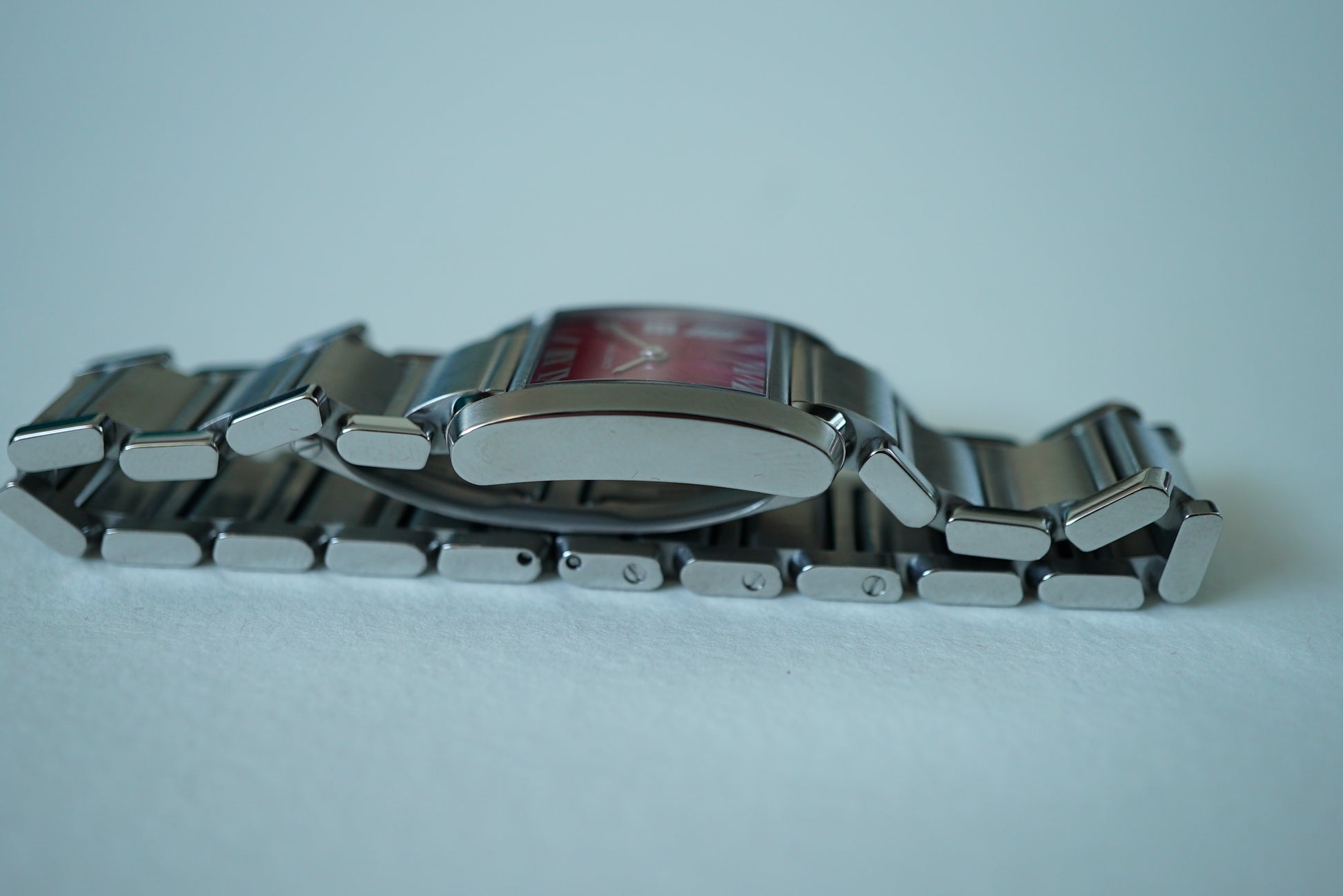 Cartier Tank Francaise Small 2384 Raspberry dial - Rare Christmas 2006 Limited Edition
