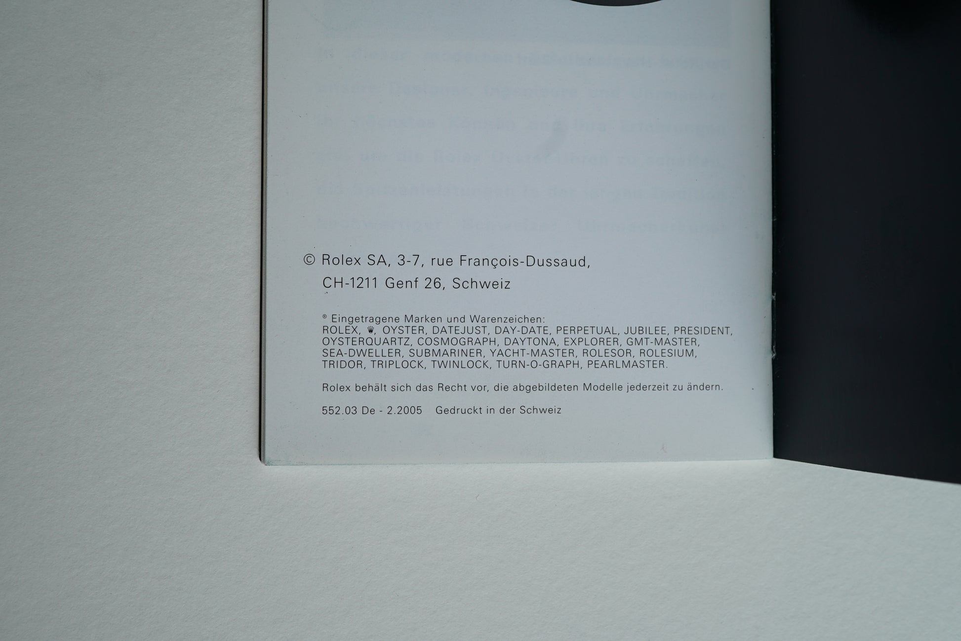 Rolex Datejust Booklet from 2005 - German