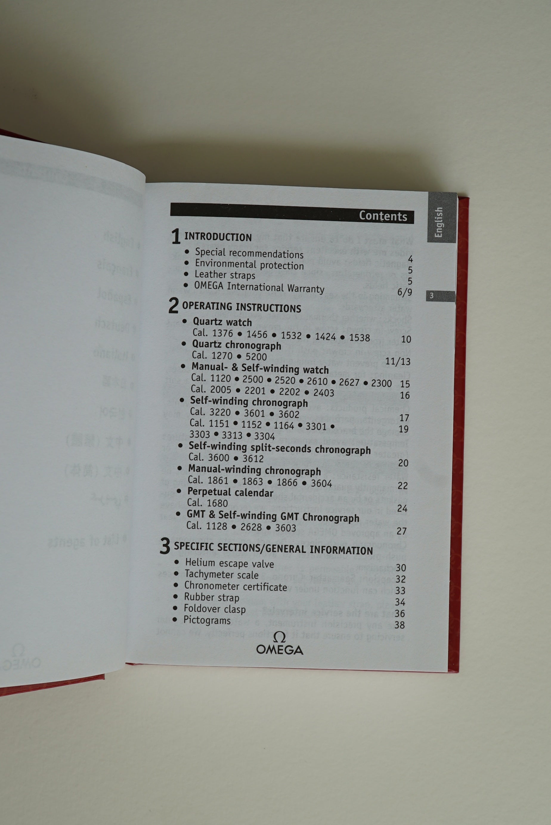 Omega Operating Instructions Booklet from 2004 - Speedmaster & others