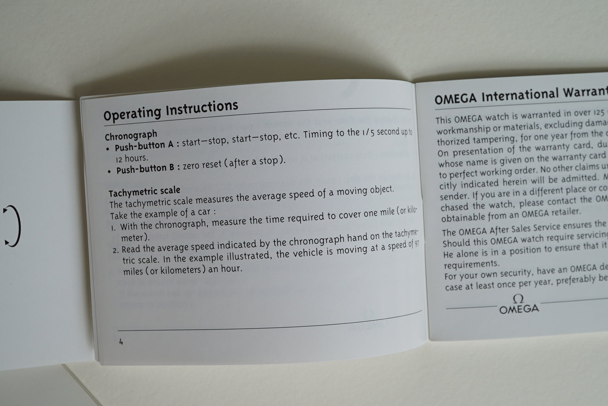 Omega cal 1151 Operating Instructions Booklet from 1999 - Speedmaster triple date