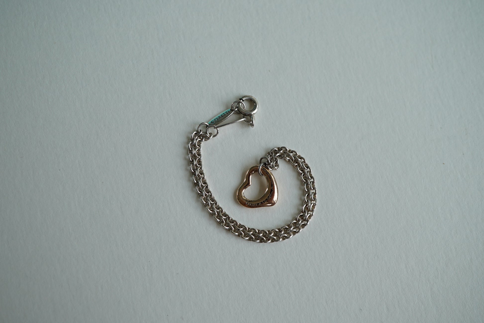 Tiffany & Co Open Heart Bracelet with 18k Gold Charm - Elsa Peretti