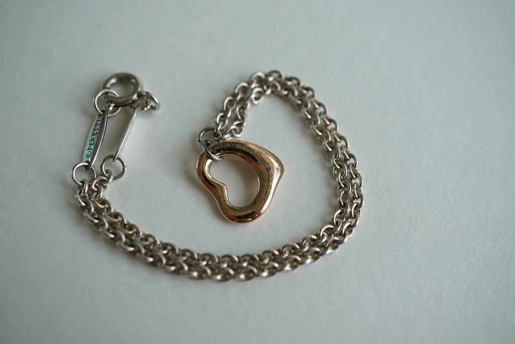 Tiffany & Co Open Heart Bracelet with 18k Gold Charm - Elsa Peretti