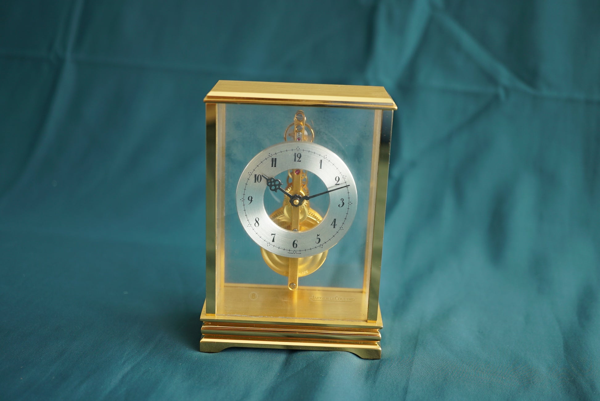 Jaeger-LeCoultre Golden Bridge Skeleton Table Clock Gold w Box