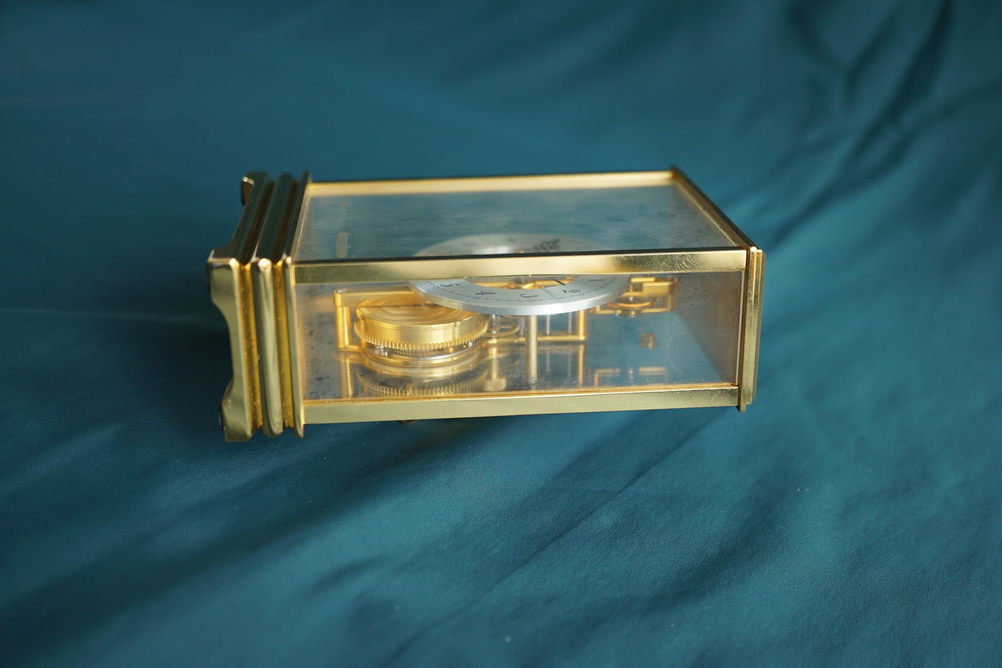 Jaeger-LeCoultre Golden Bridge Skeleton Table Clock Gold w Box