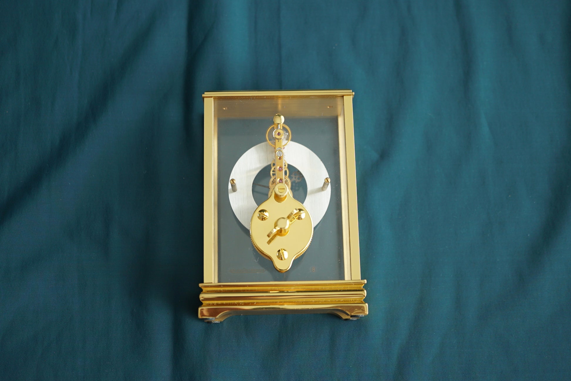 Jaeger-LeCoultre Golden Bridge Skeleton Table Clock Gold w Box