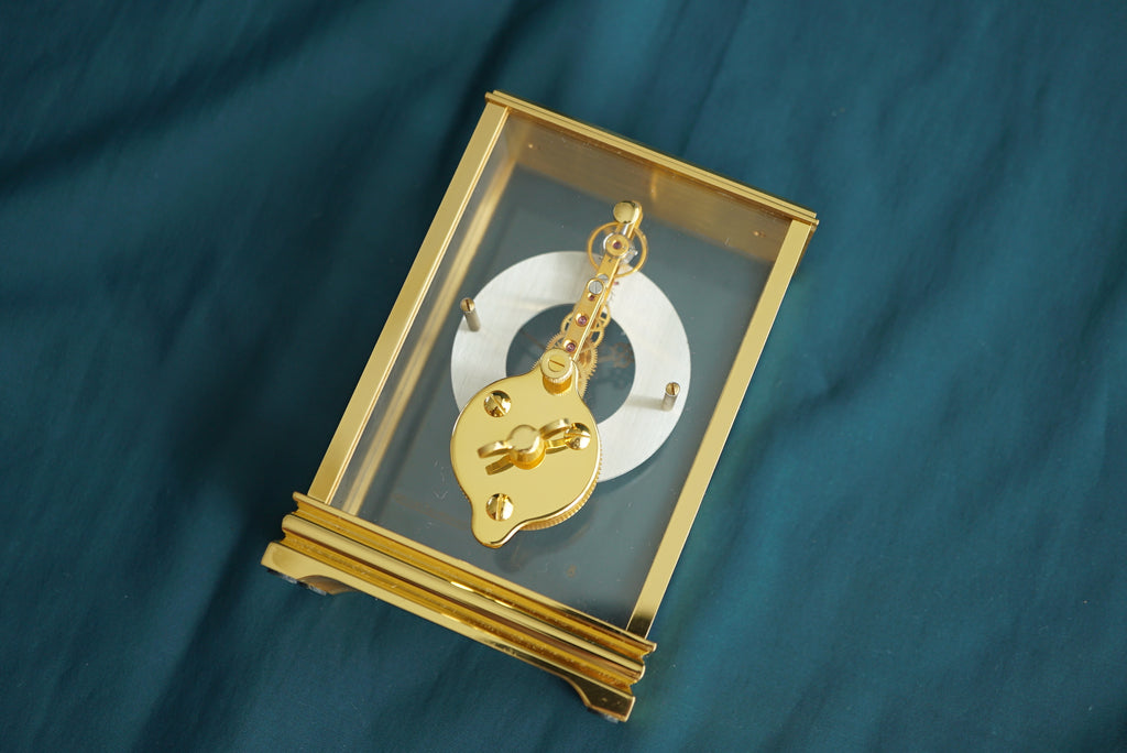 Jaeger-LeCoultre Golden Bridge Skeleton Table Clock Gold w Box