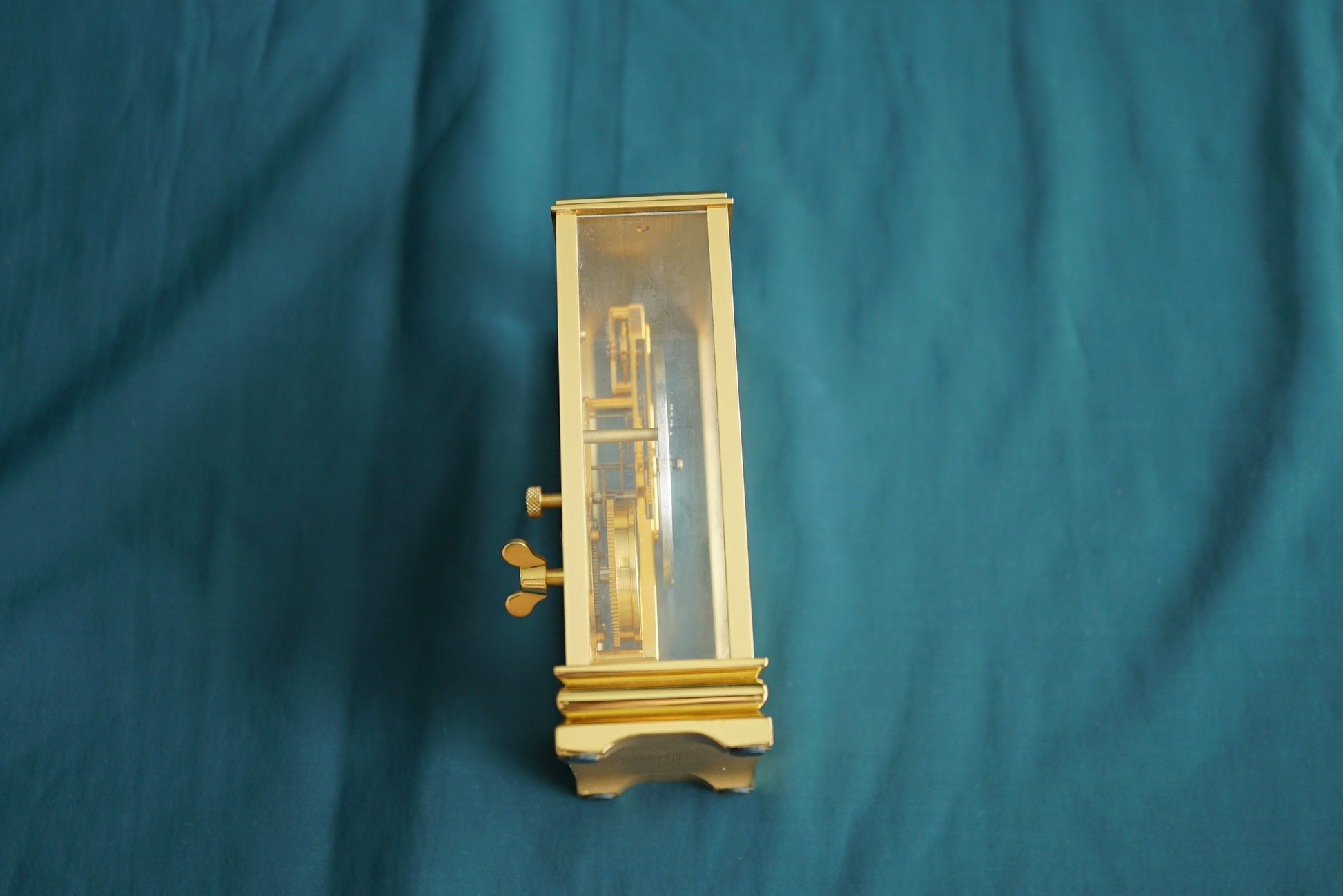 Jaeger-LeCoultre Golden Bridge Skeleton Table Clock Gold w Box