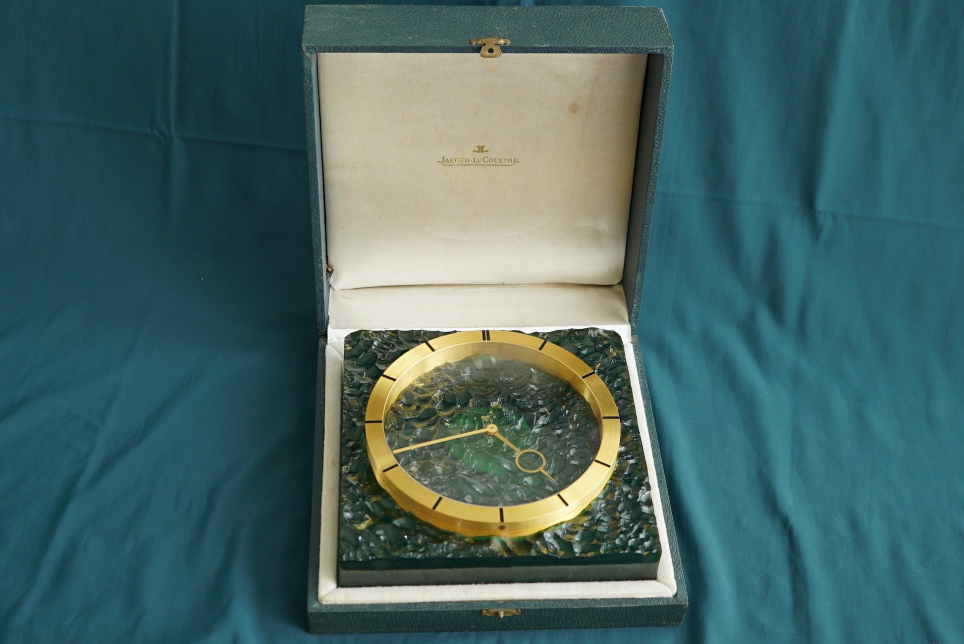 Jaeger-LeCoultre Glass Table Clock w Box