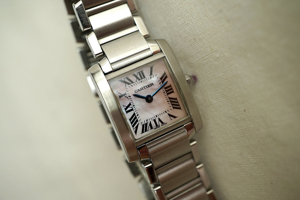 Cartier Tank Francaise Small ref 2384 (W51028Q3) Pink MOP Pearl dial - box & papers from 2008