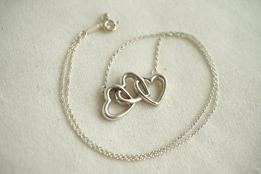 Tiffany & Co Triple Heart 925 sterling silver necklace
