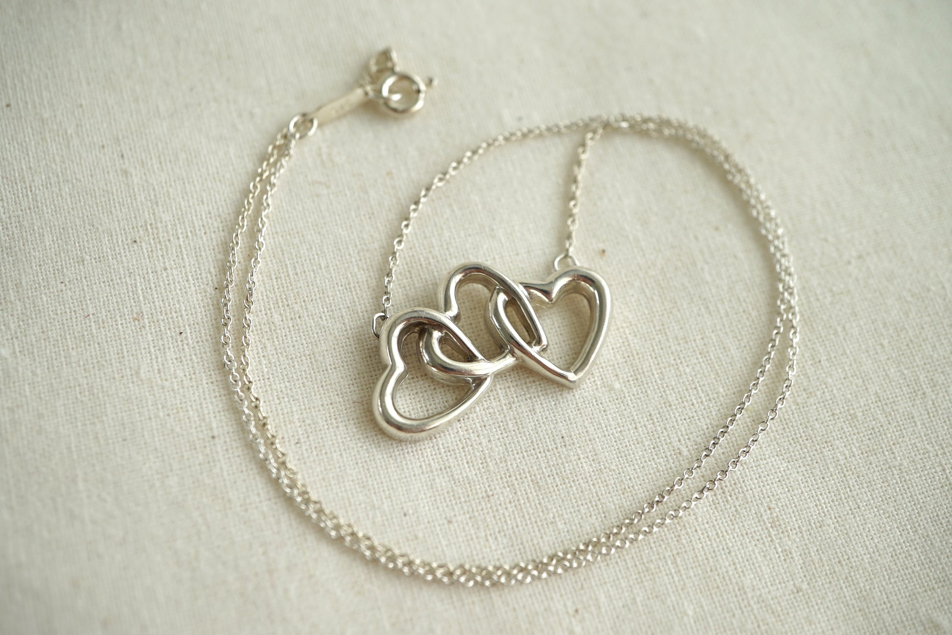 Tiffany & Co Triple Heart 925 sterling silver necklace