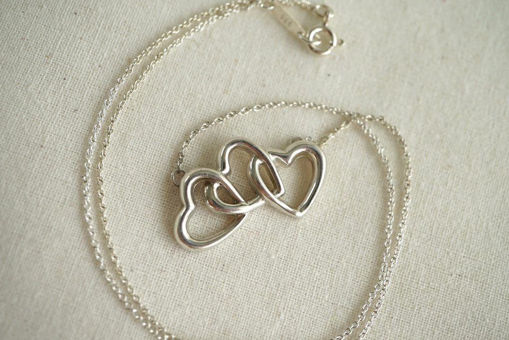 Tiffany & Co Triple Heart 925 sterling silver necklace