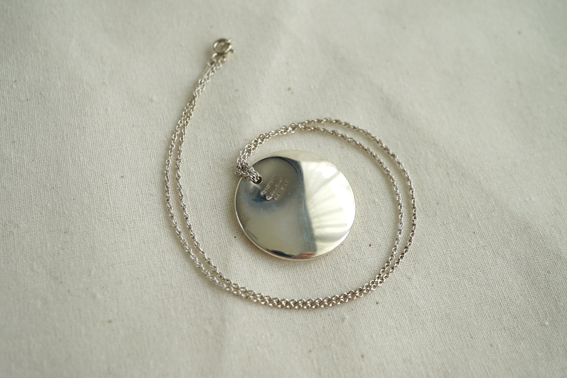 Tiffany & Co Round Pendant 925 sterling silver Elsa Peretti necklace