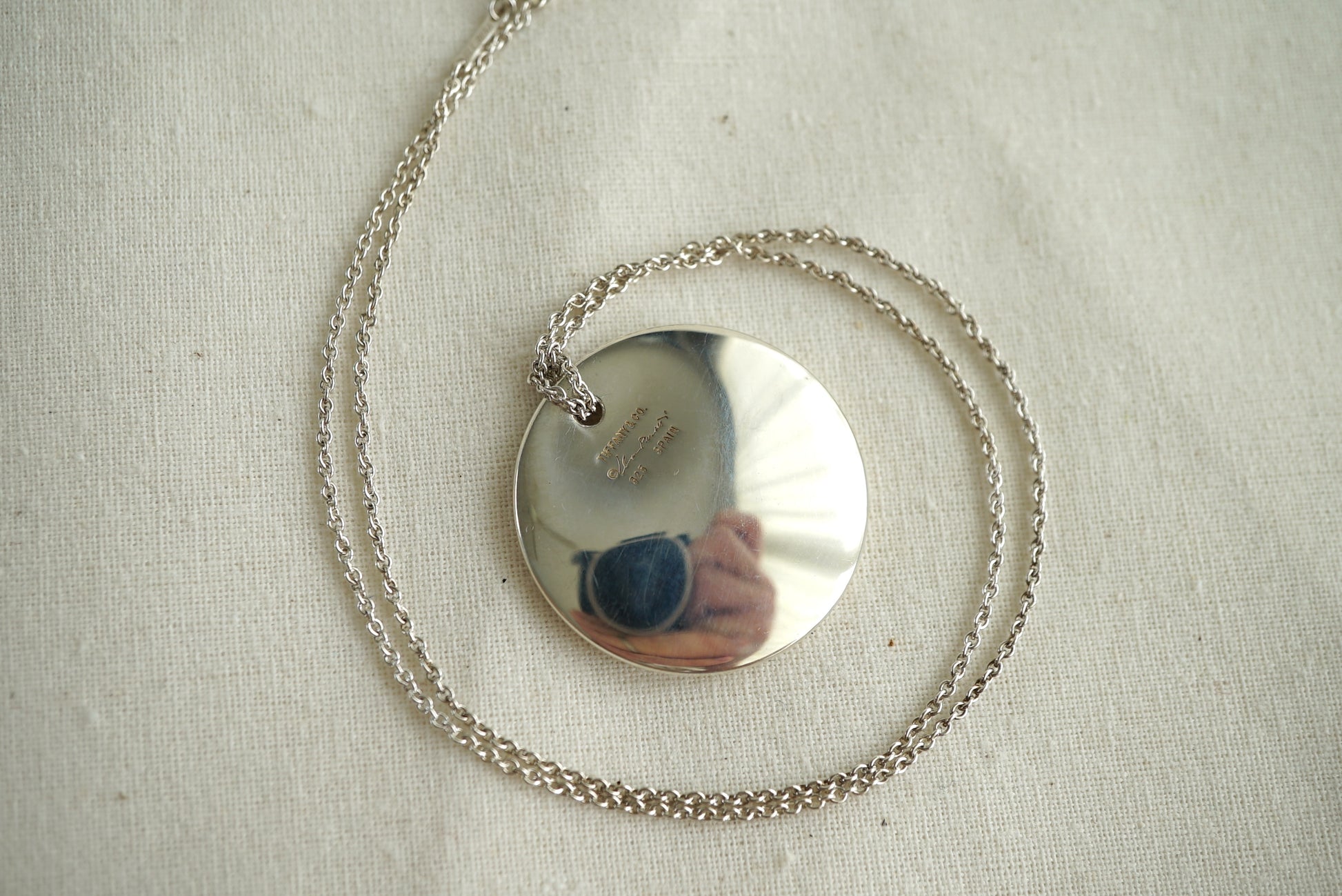 Tiffany & Co Round Pendant 925 sterling silver Elsa Peretti necklace