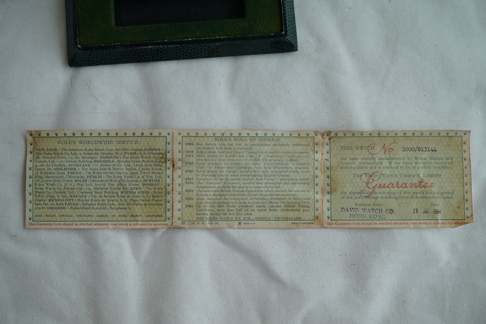 Rolex Box & Papers 1950's-1960's - For Submariner 5508, Oysterdate 6694, Chameleon 2000, Datejust...