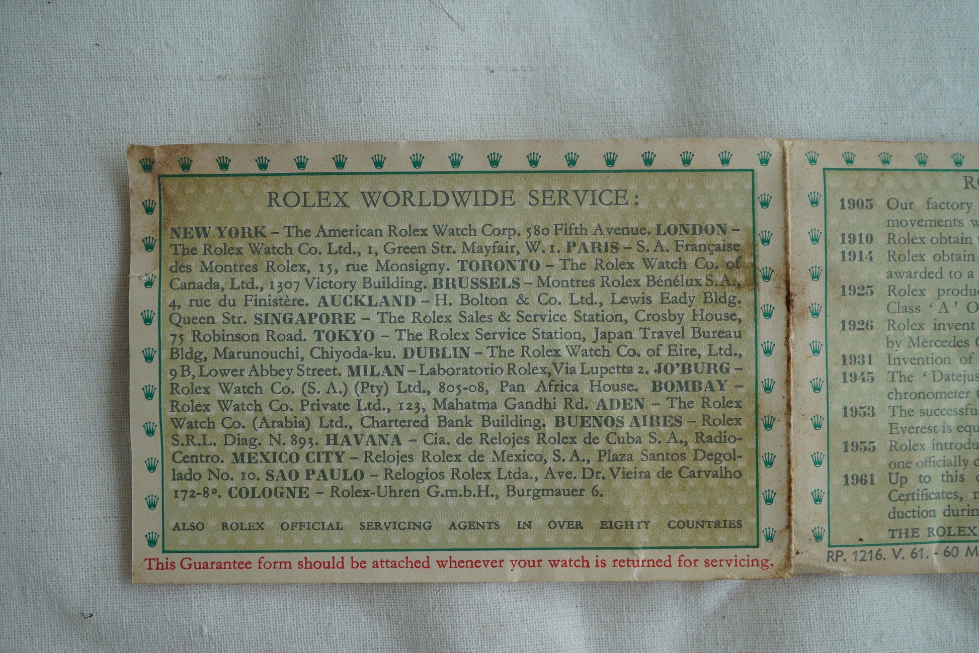 Rolex Box & Papers 1950's-1960's - For Submariner 5508, Oysterdate 6694, Chameleon 2000, Datejust...