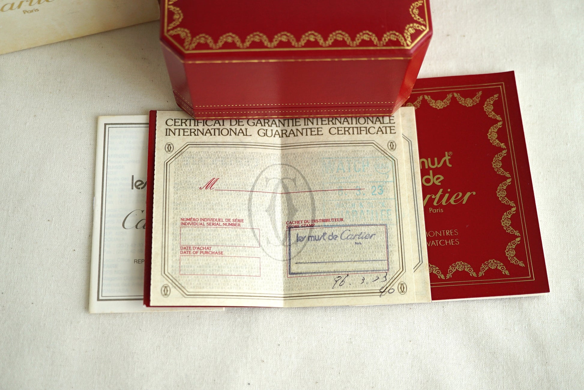 Cartier Vintage Tank Must Box & Papers (Empty) set 1990's-2000's - CO1001