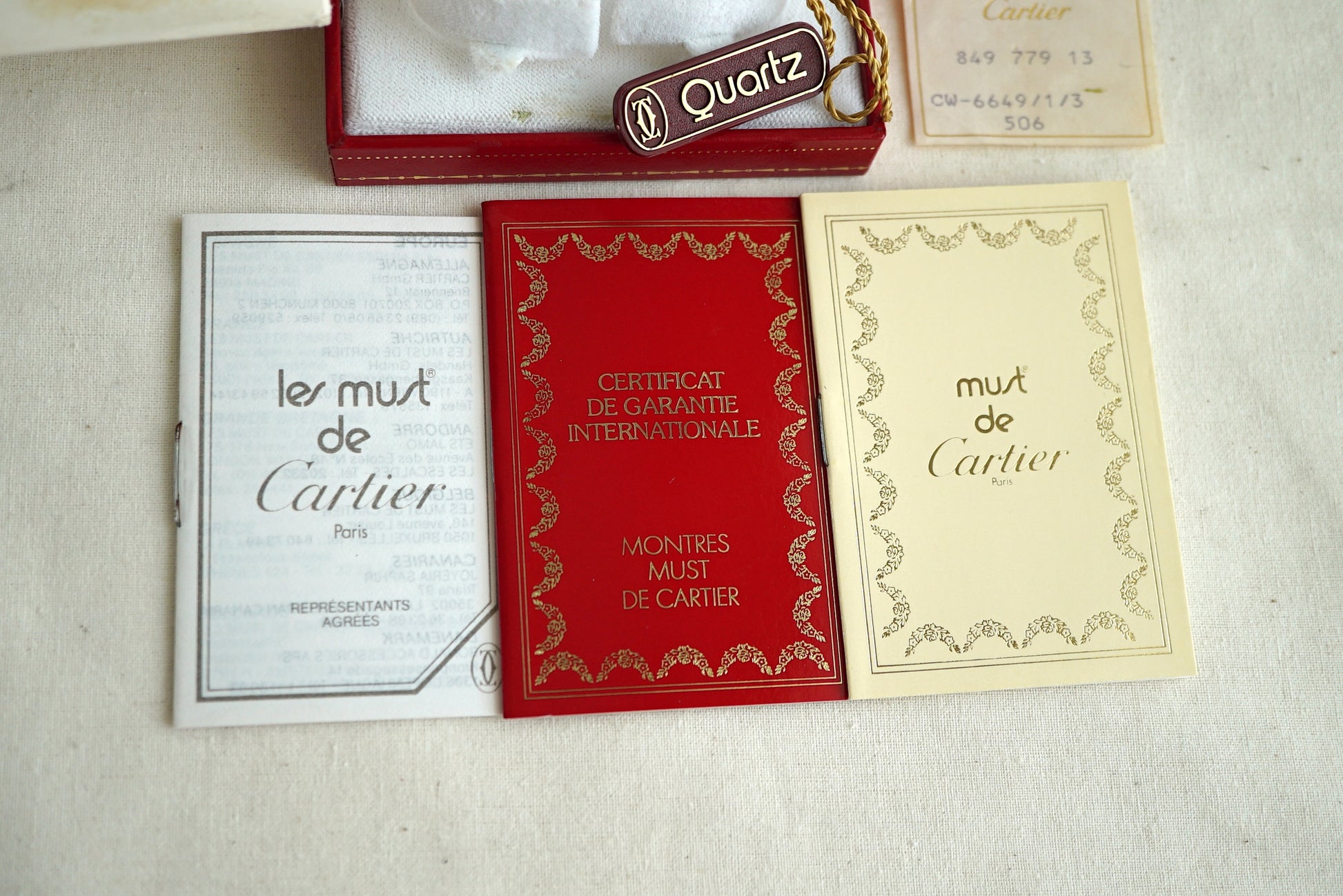 Cartier Tank Must/Colisee/VLC Vintage Box & Papers (Empty) 1980's-1990's