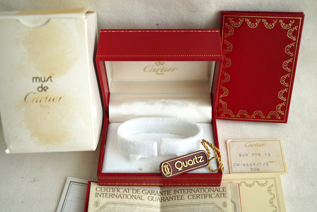 Cartier Tank Must/Colisee/VLC Vintage Box & Papers (Empty) 1980's-1990's