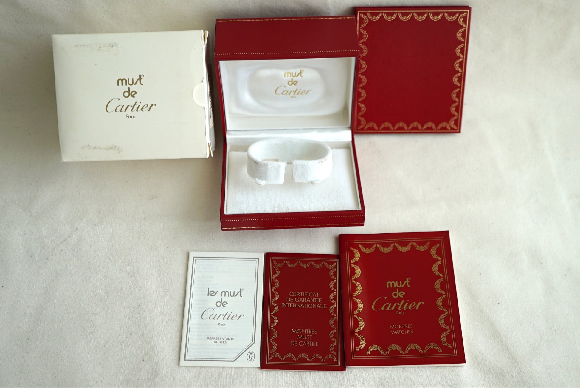 Cartier Tank Must/Colisee/VLC Vintage Box & Papers (Empty) 1980's-1990's - CO590
