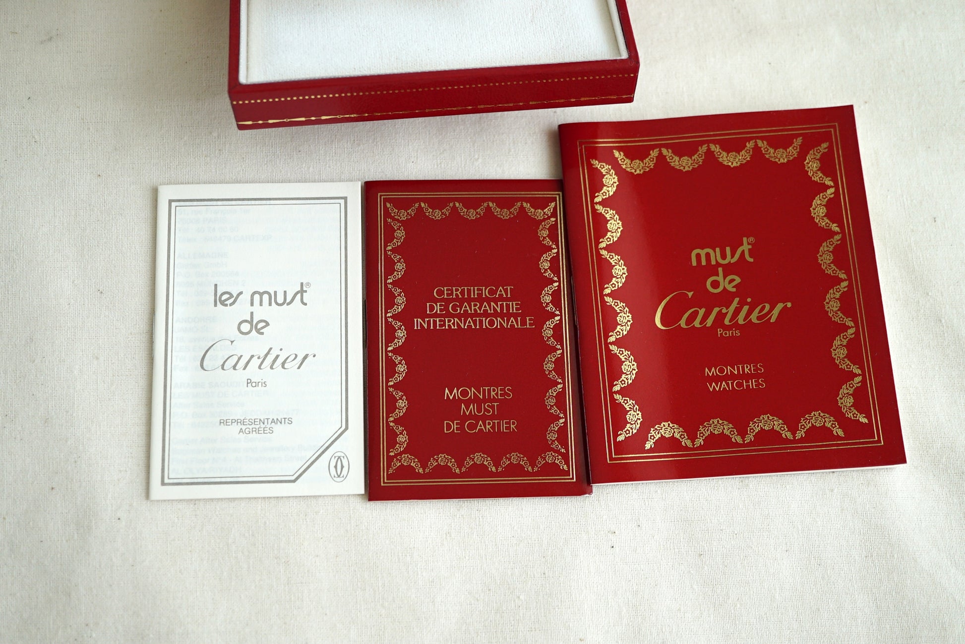 Cartier Tank Must/Colisee/VLC Vintage Box & Papers (Empty) 1980's-1990's - CO590