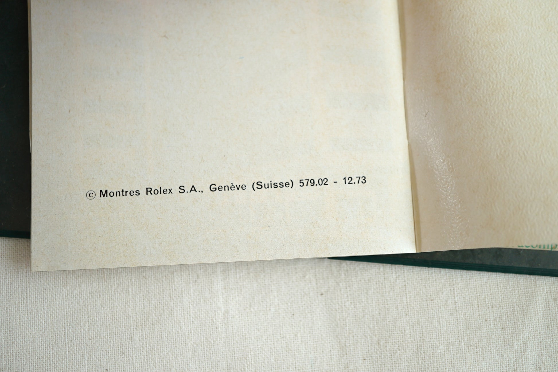 Rolex Datejust Booklet from 1973 - Your Oyster 579.02 12.73