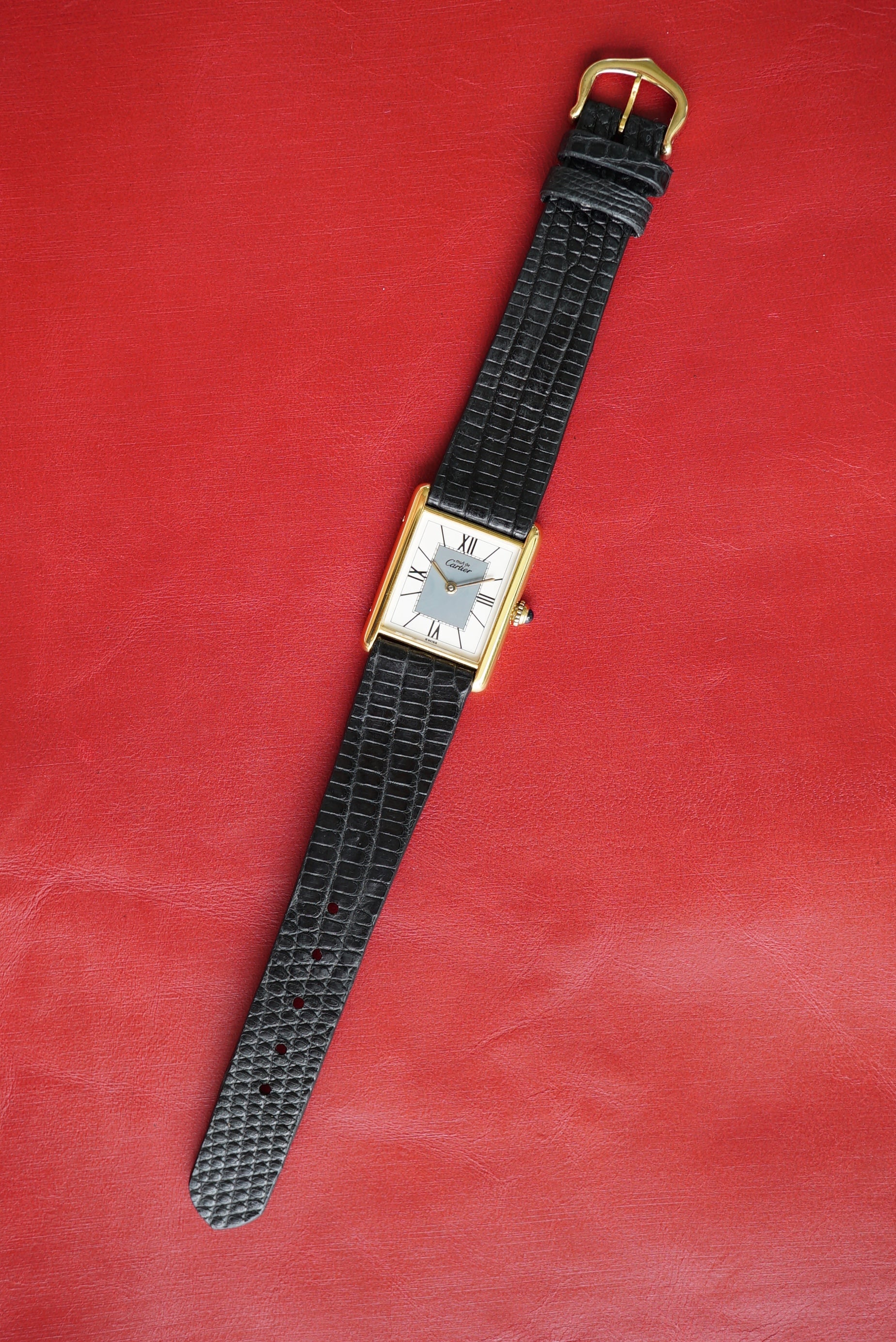 Cartier Tank Must LM ref 590005 Rare Grey/White Bullseye - Men/Unisex - w Box & Booklets from 1990's