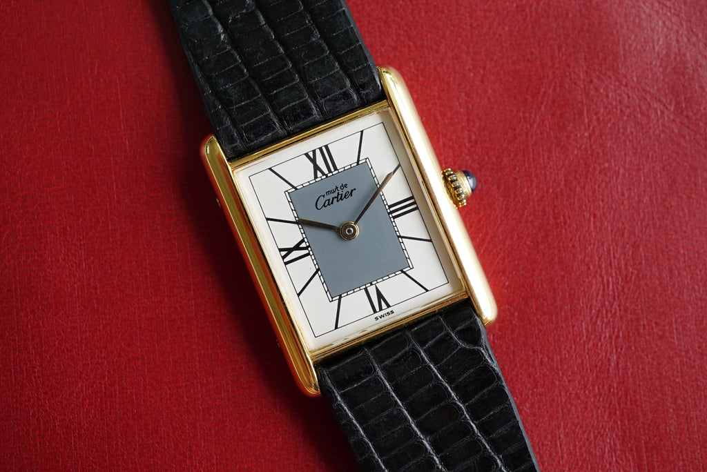 Cartier Tank Must LM ref 590005 Rare Grey/White Bullseye - Men/Unisex - w Box & Booklets from 1990's