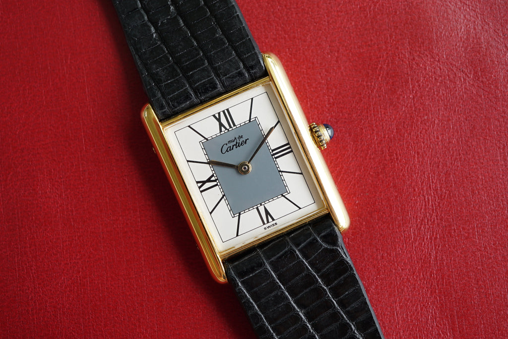 Cartier Tank Must LM ref 590005 Rare Grey/White Bullseye - Men/Unisex - w Box & Booklets from 1990's
